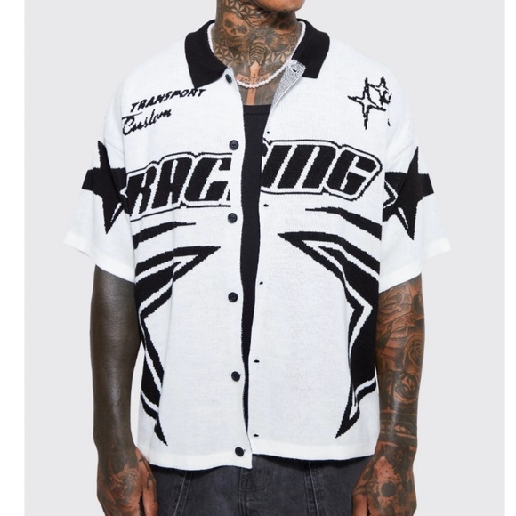 Boohoo Mens Other - Boohoo MAN Boxy Fit Knitted Moto Shirt Size XS